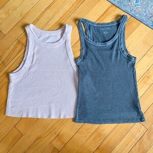 Aerie Ribbed cropped Tank Tops in Pink and Gray